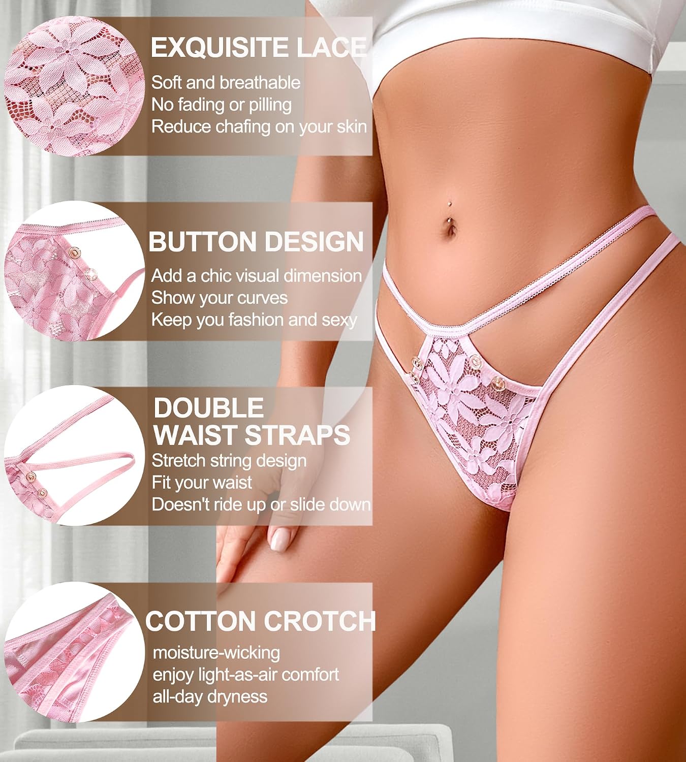 BFTBTY Lace Floral Cheeky Thong 4-Pack — image 4