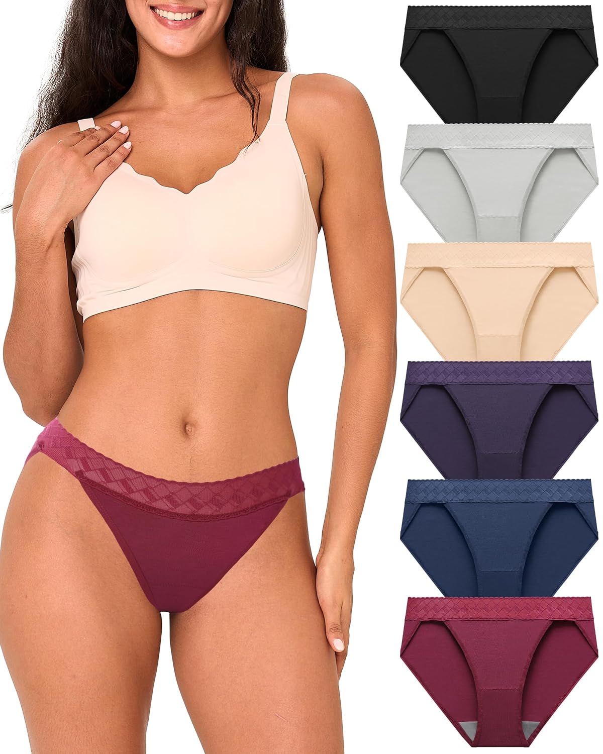 BAMBOO COOL High Cut Lace Bikini 6-Pack