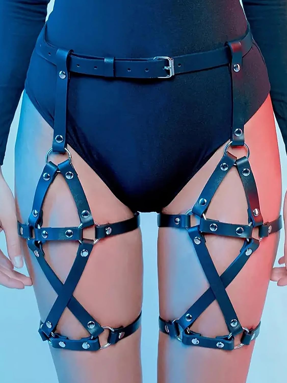 KJSUHFN Women's Punk Leather Garter Belt Harness — image 4