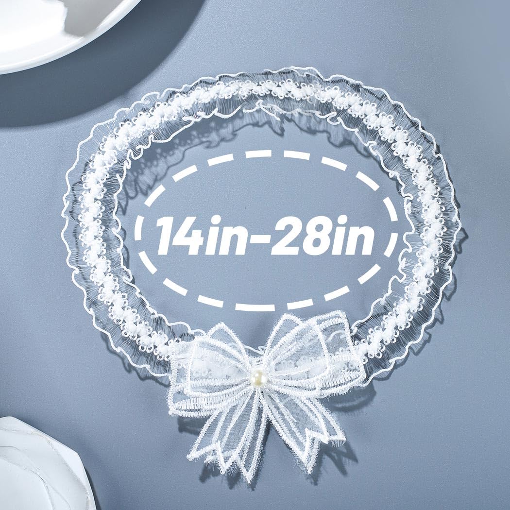 Miaband White Lace Pearl Wedding Garter with Bow — image 4