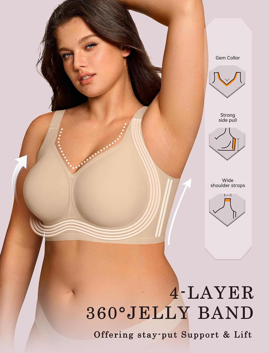OEAK Women's Wireless Jelly Push Up Bra — image 2