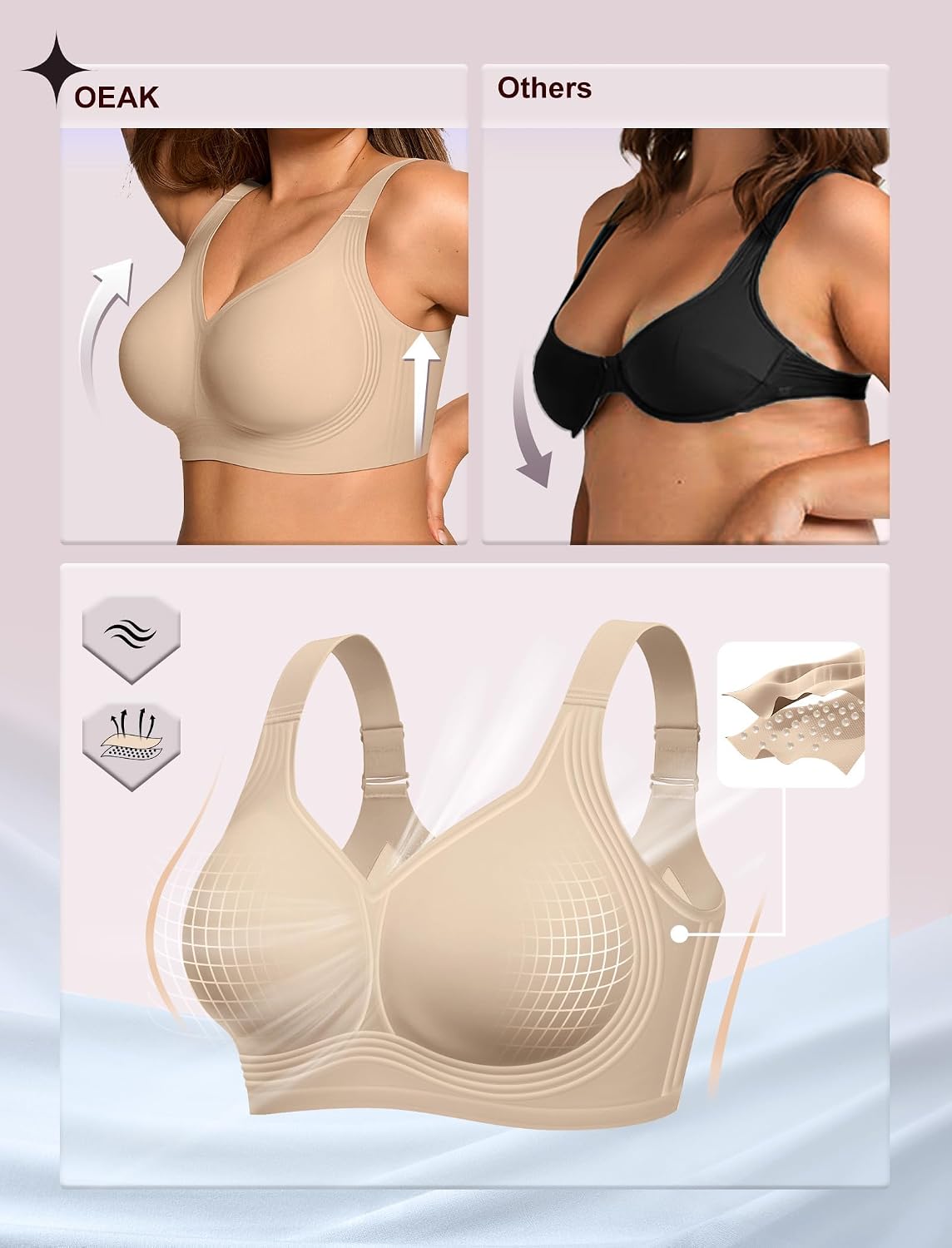 OEAK Women's Wireless Jelly Push Up Bra — image 4