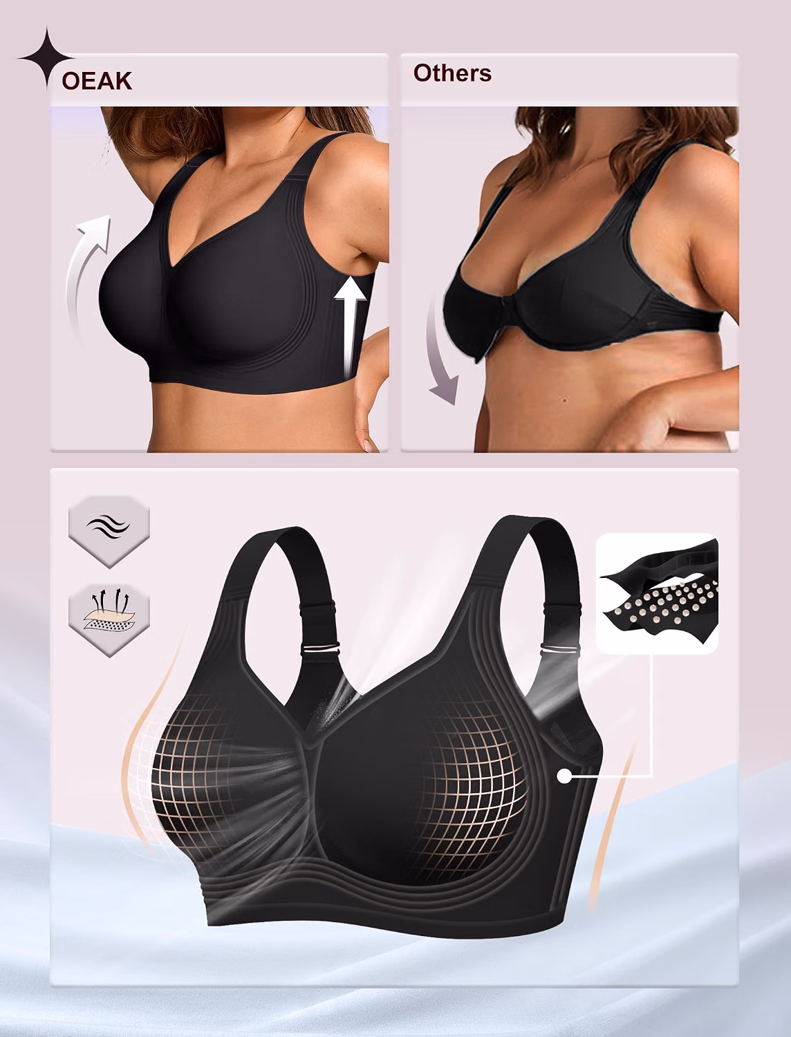 OEAK Wireless Jelly Plus Size Push Up Bra — image 4