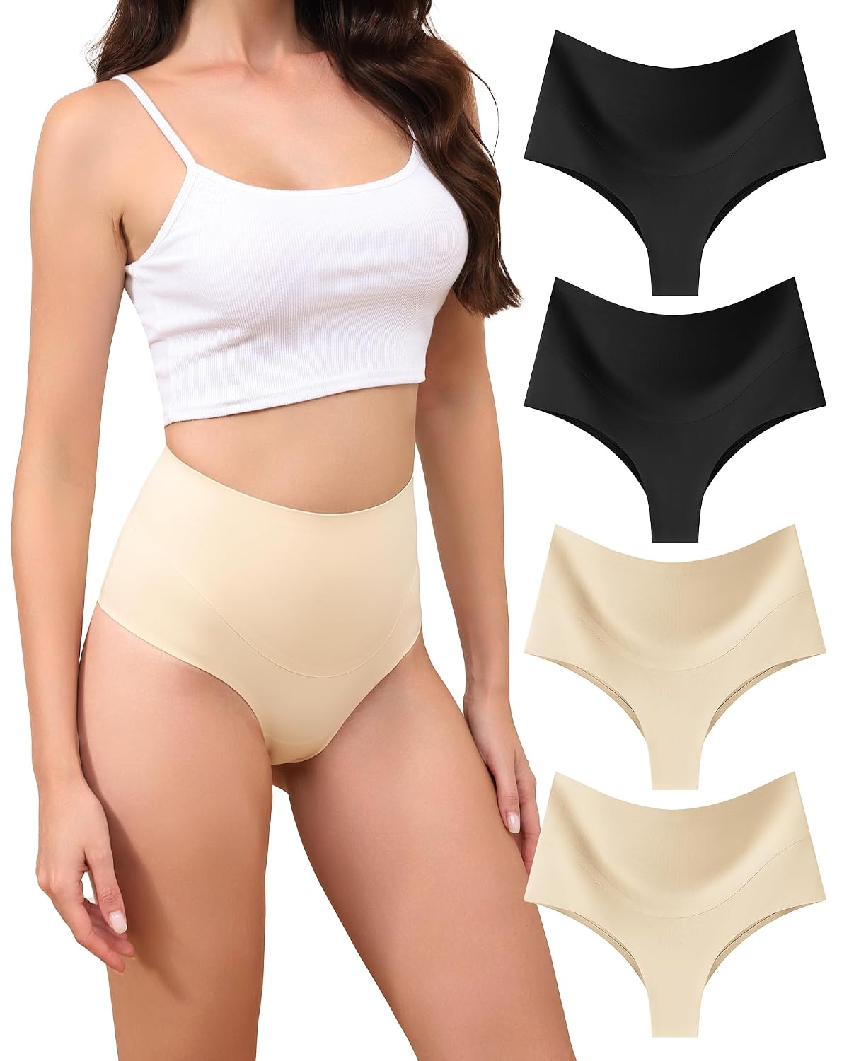 LEVAO High Waist Tummy Control Thong 4-Pack — image 2