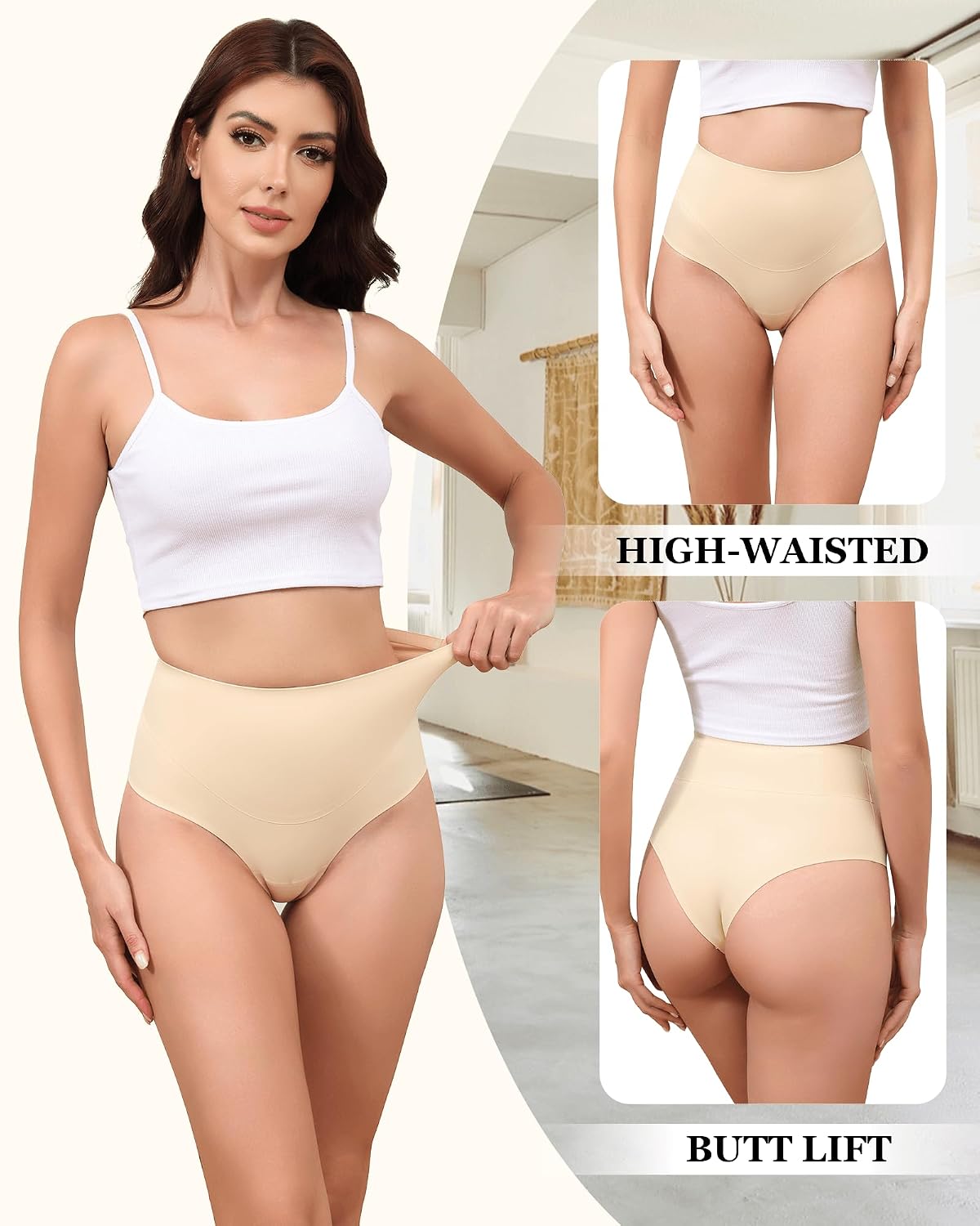 LEVAO High Waist Tummy Control Thong 4-Pack — image 3