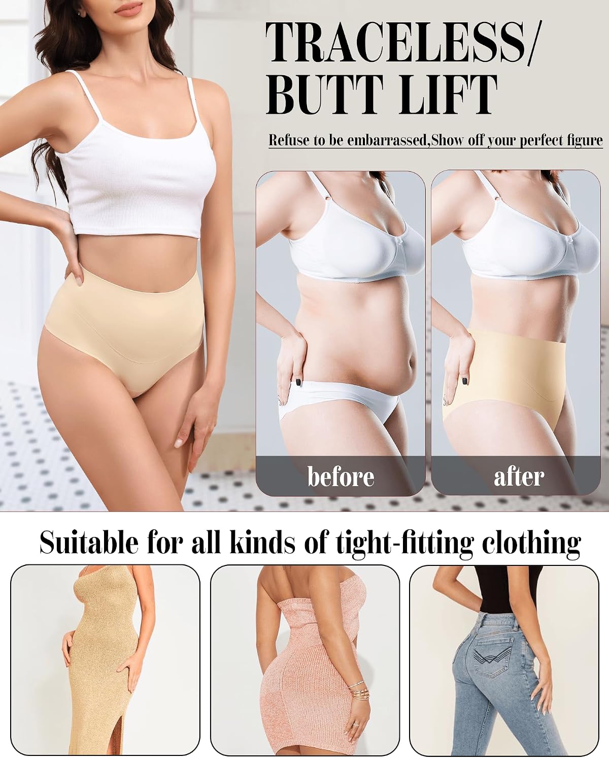 LEVAO High Waist Tummy Control Thong 4-Pack — image 5