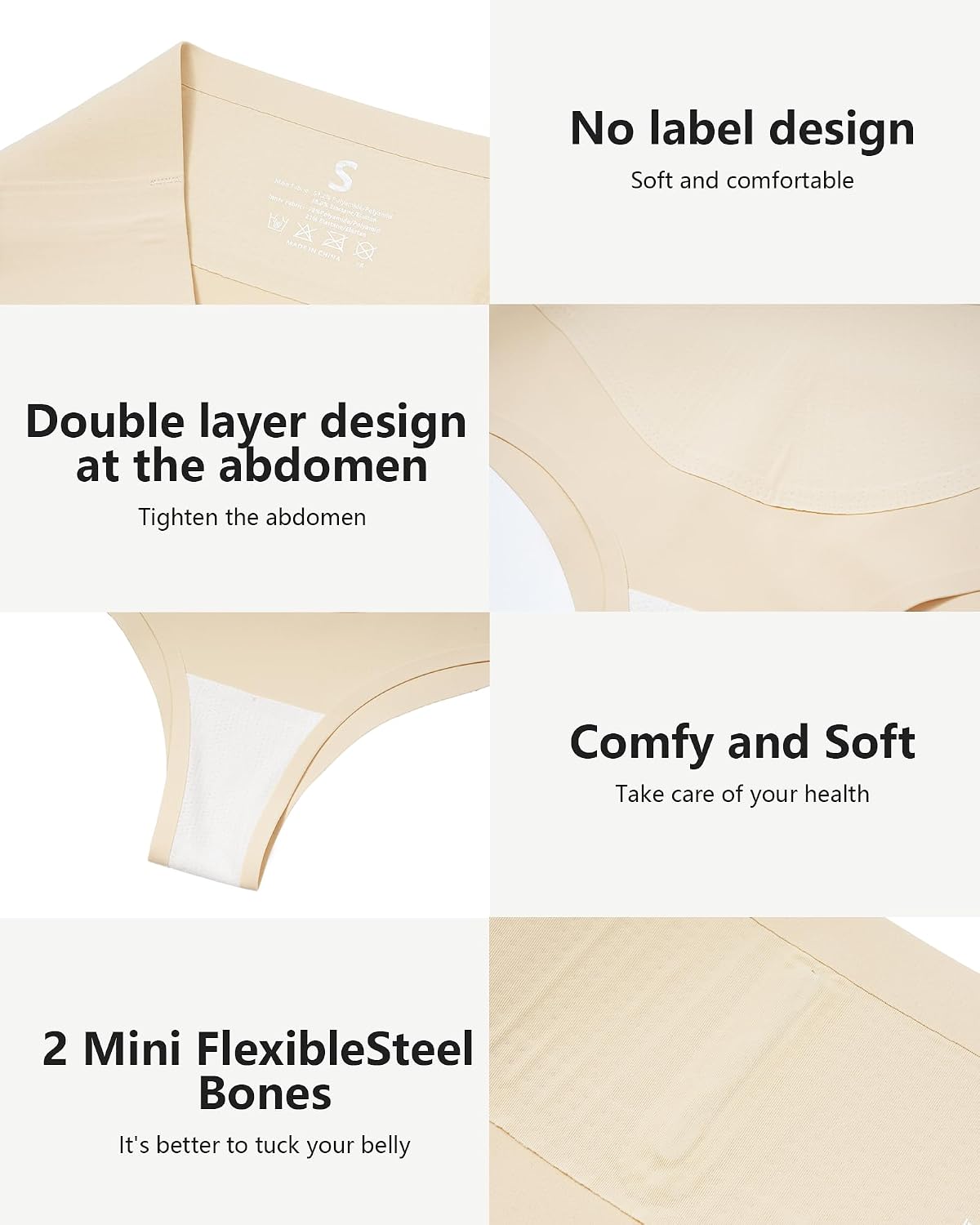 LEVAO High Waist Tummy Control Thong 4-Pack — image 6