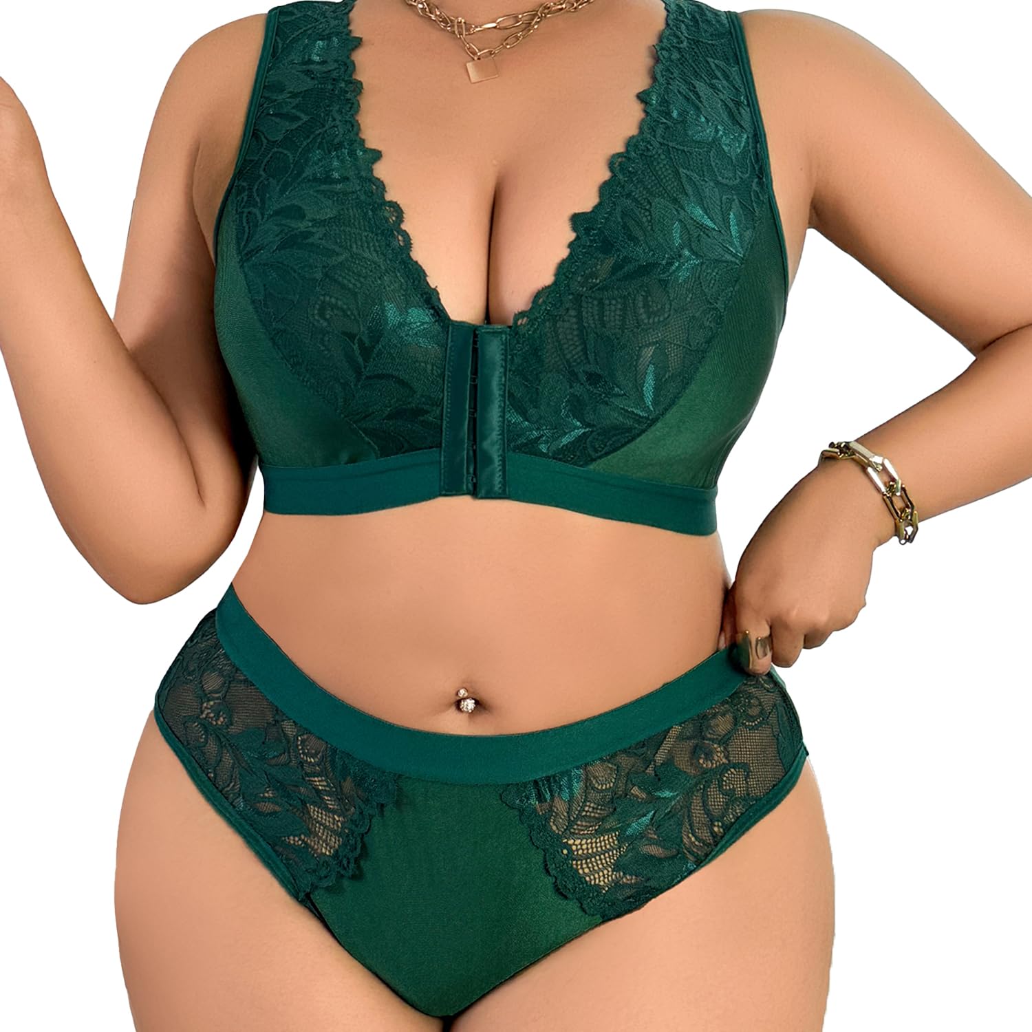 SecWpnConfy Plus Size Lace Lingerie Set