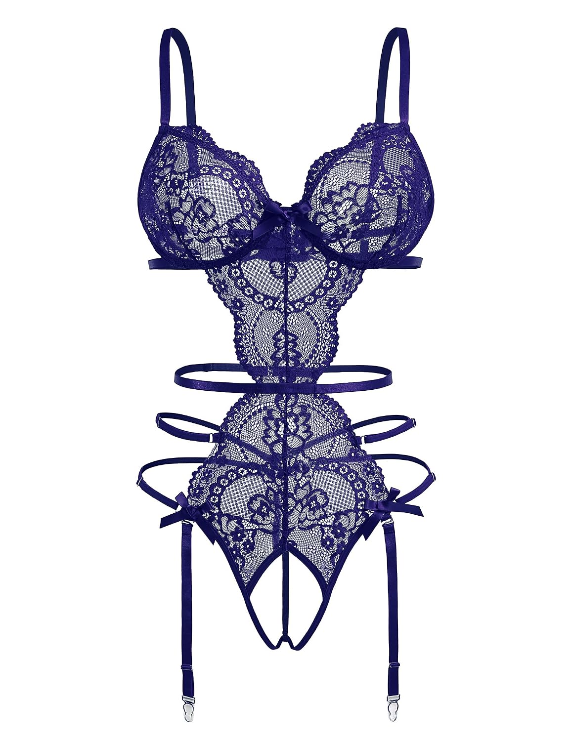 Avidlove Deep V Lace Cut Out Bodysuit Garter Set — image 7