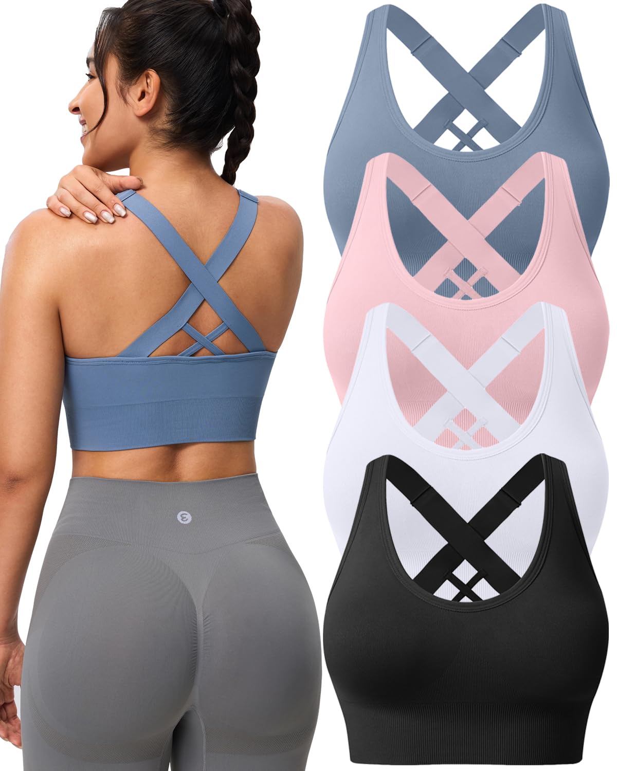 Evercute High Support Seamless Sports Bra 3-5 Pack