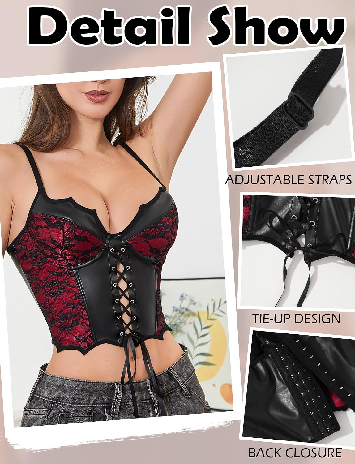 SEAUR PU Leather Lace Up Bustier Corset — image 4