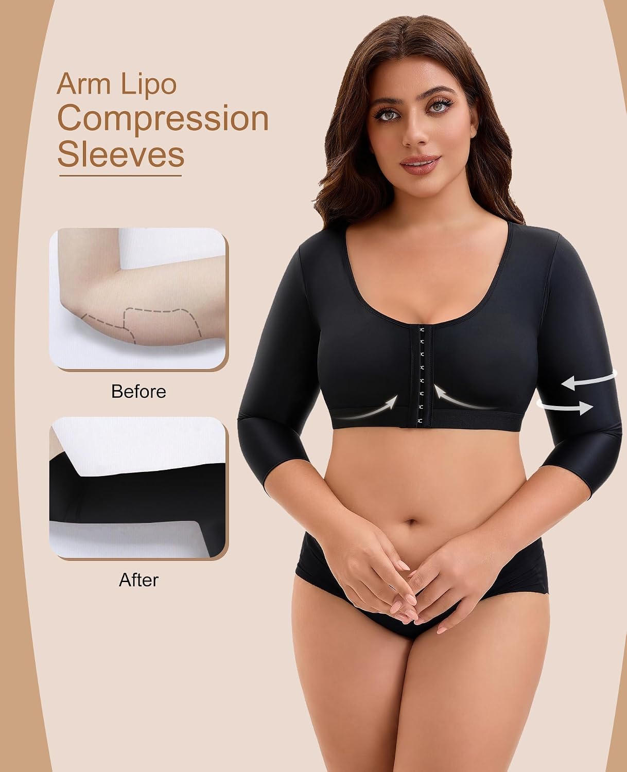VEIOKEP Front Closure Arm Compression Sleeve for Women — image 2