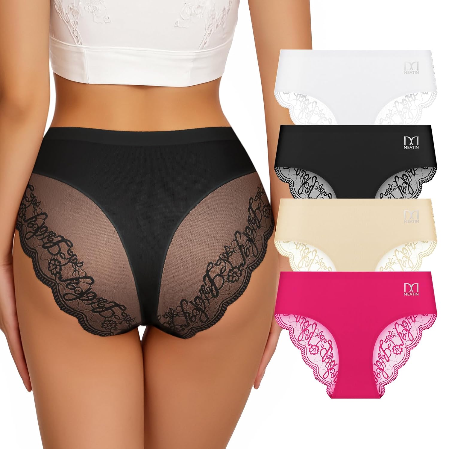 QUASTI Lace Silky Seamless Bikini 4-Pack