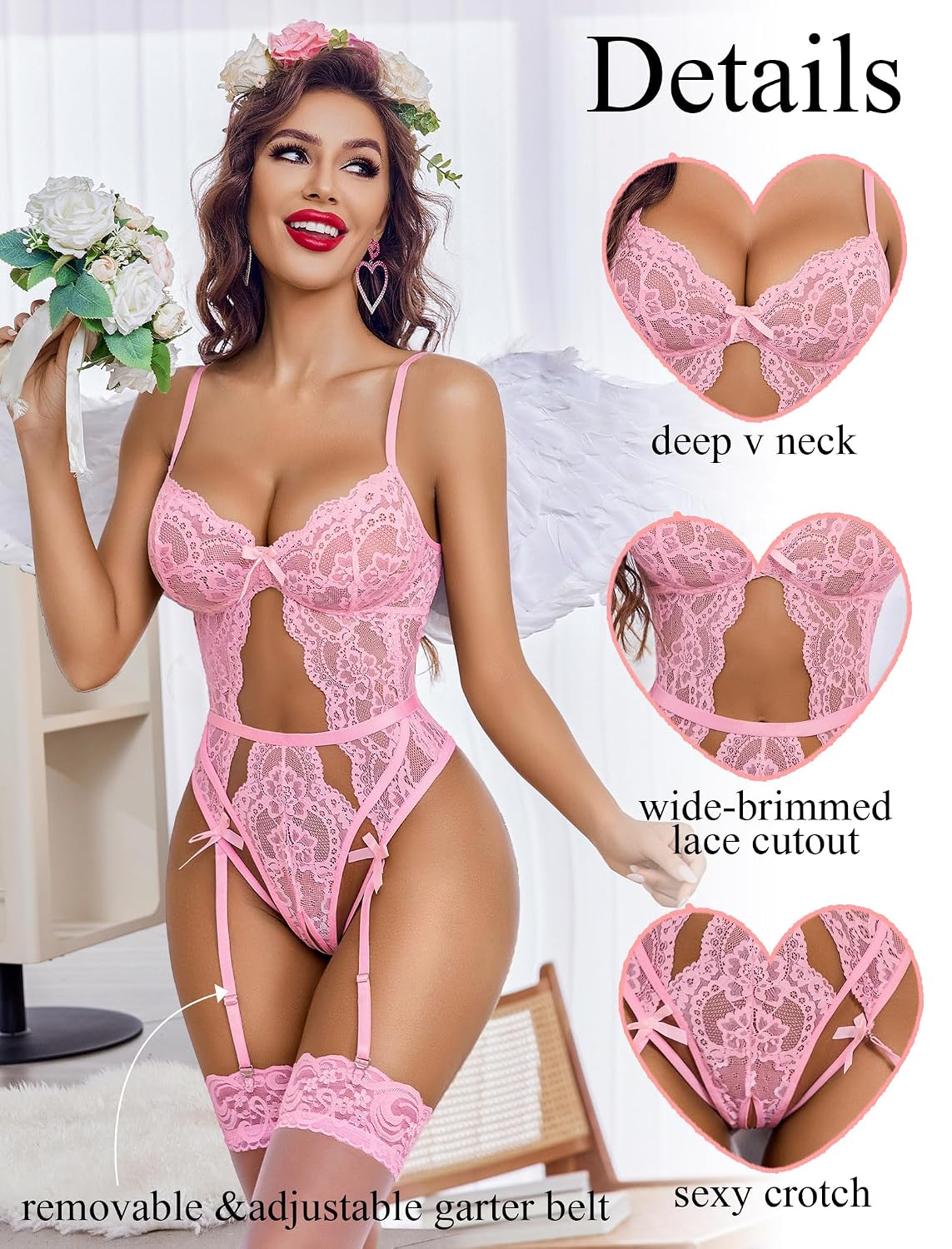 Avidlove Lace Bodysuit with Garter Set — image 3