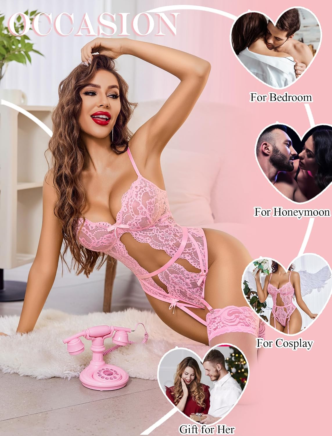 Avidlove Lace Bodysuit with Garter Set — image 5