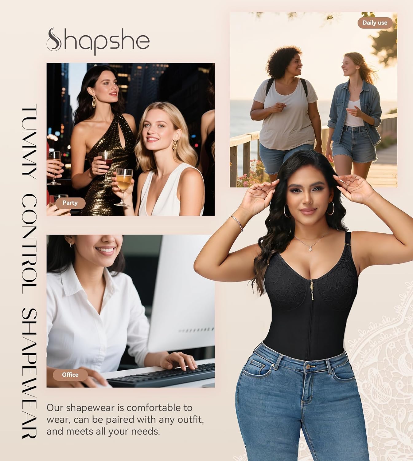 SHAPSHE Tummy Control Body Shaper with Bra — image 8