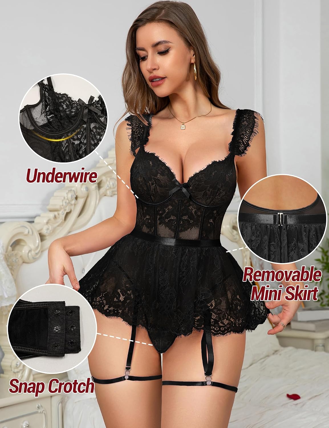Mixxmix Lace Bodysuit with Garter — image 3