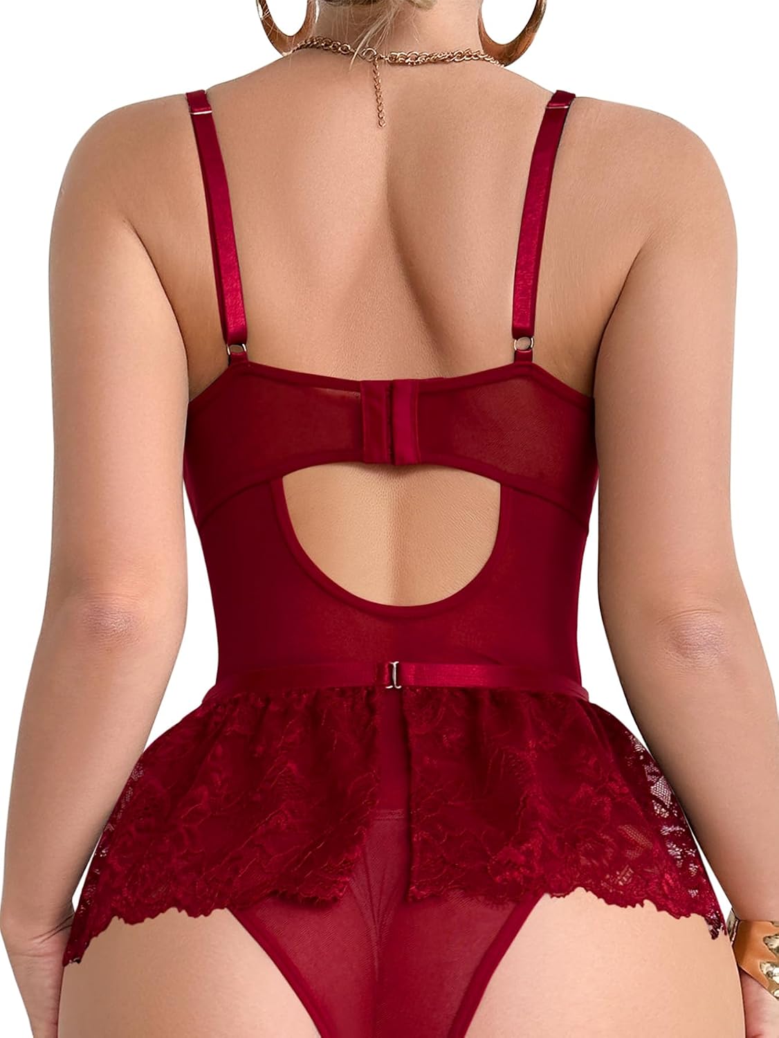 Foxiny Sheer Lace Push-Up Corset Bodysuit Set — image 2