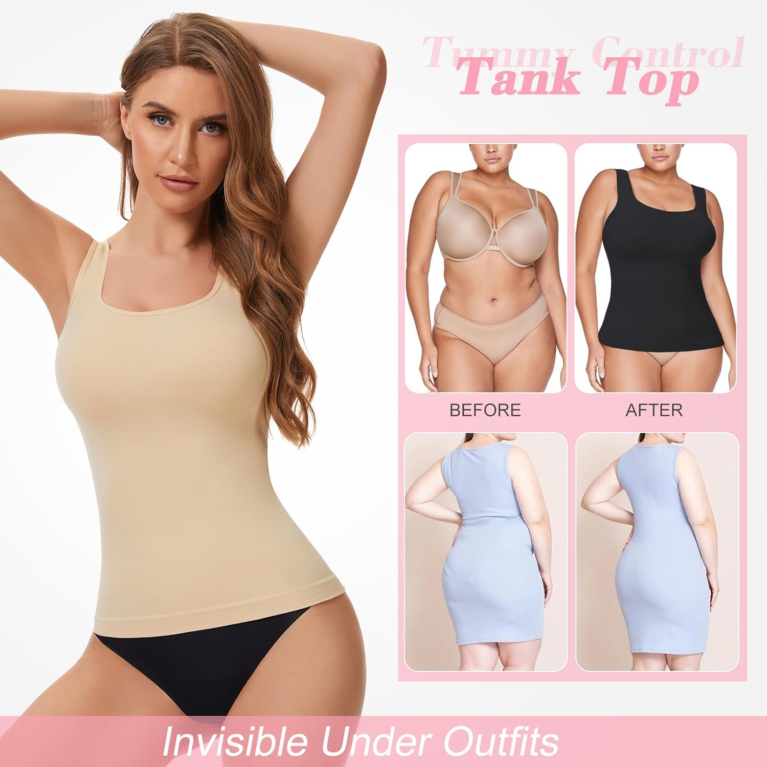 Ysabeloom Women's Square Neck Shapewear Tank Top — image 5