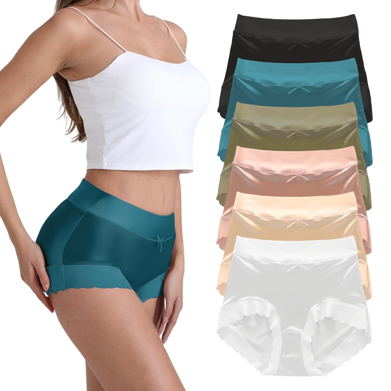 Tuvuye Silky Satin Bikini Panties 6-Pack