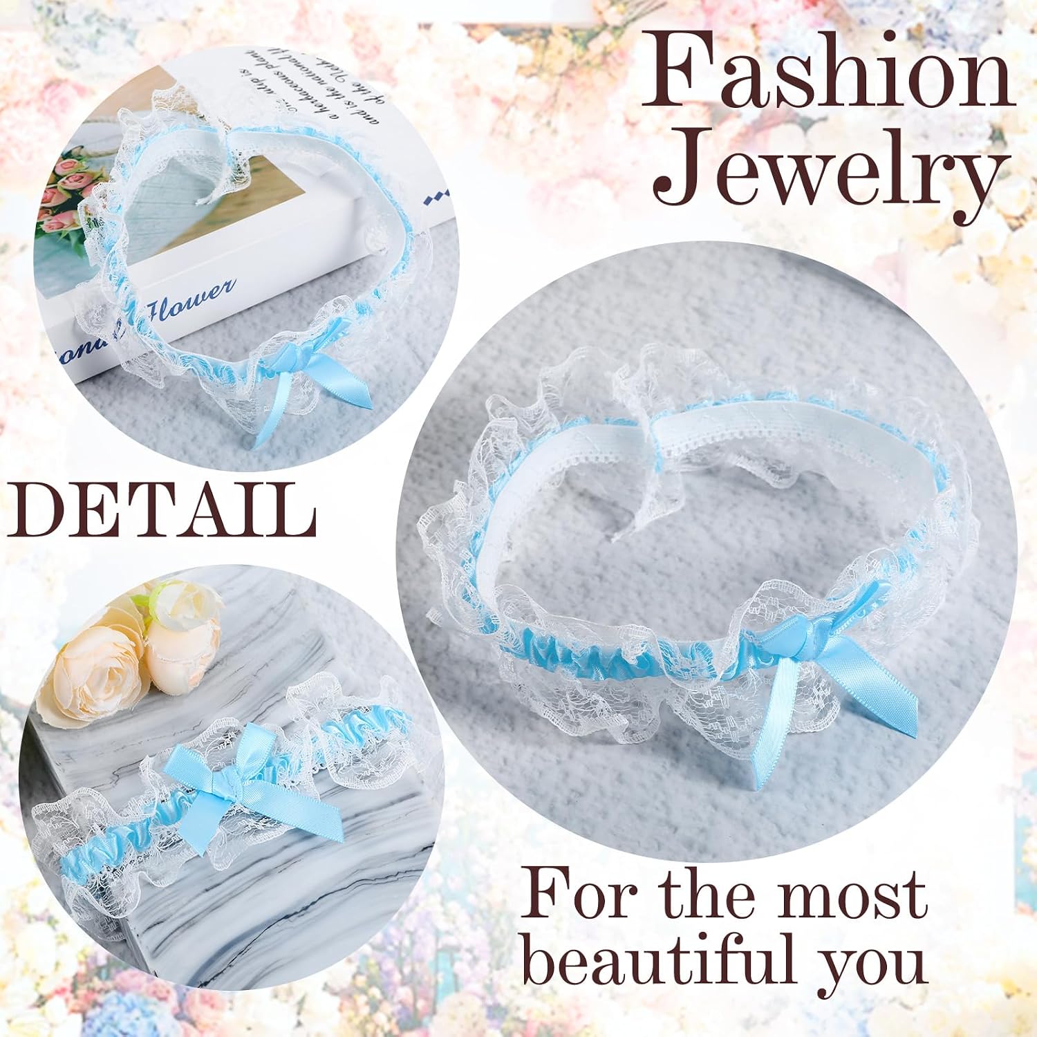 Ouligay Something Blue Lace Wedding Garter — image 4