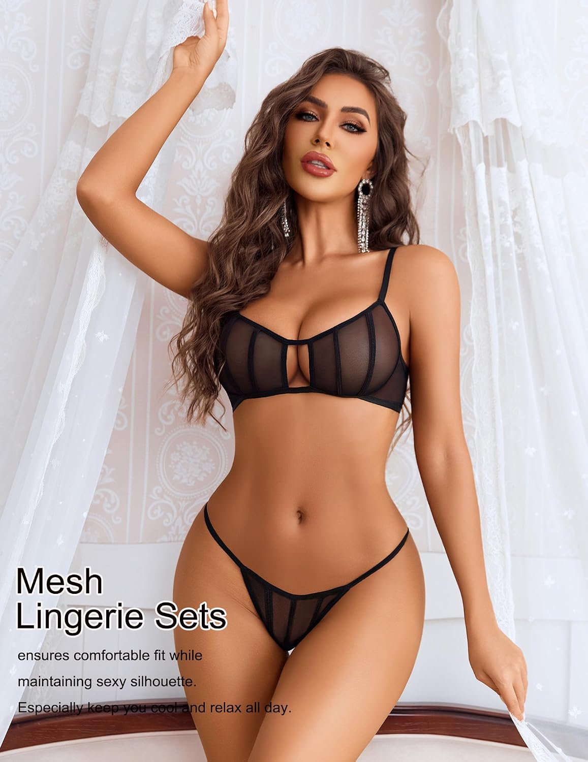 Avidlove Leopard Print Mesh Bra and Thong Set — image 2