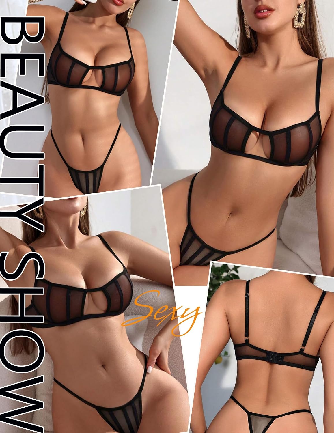 Avidlove Leopard Print Mesh Bra and Thong Set — image 3