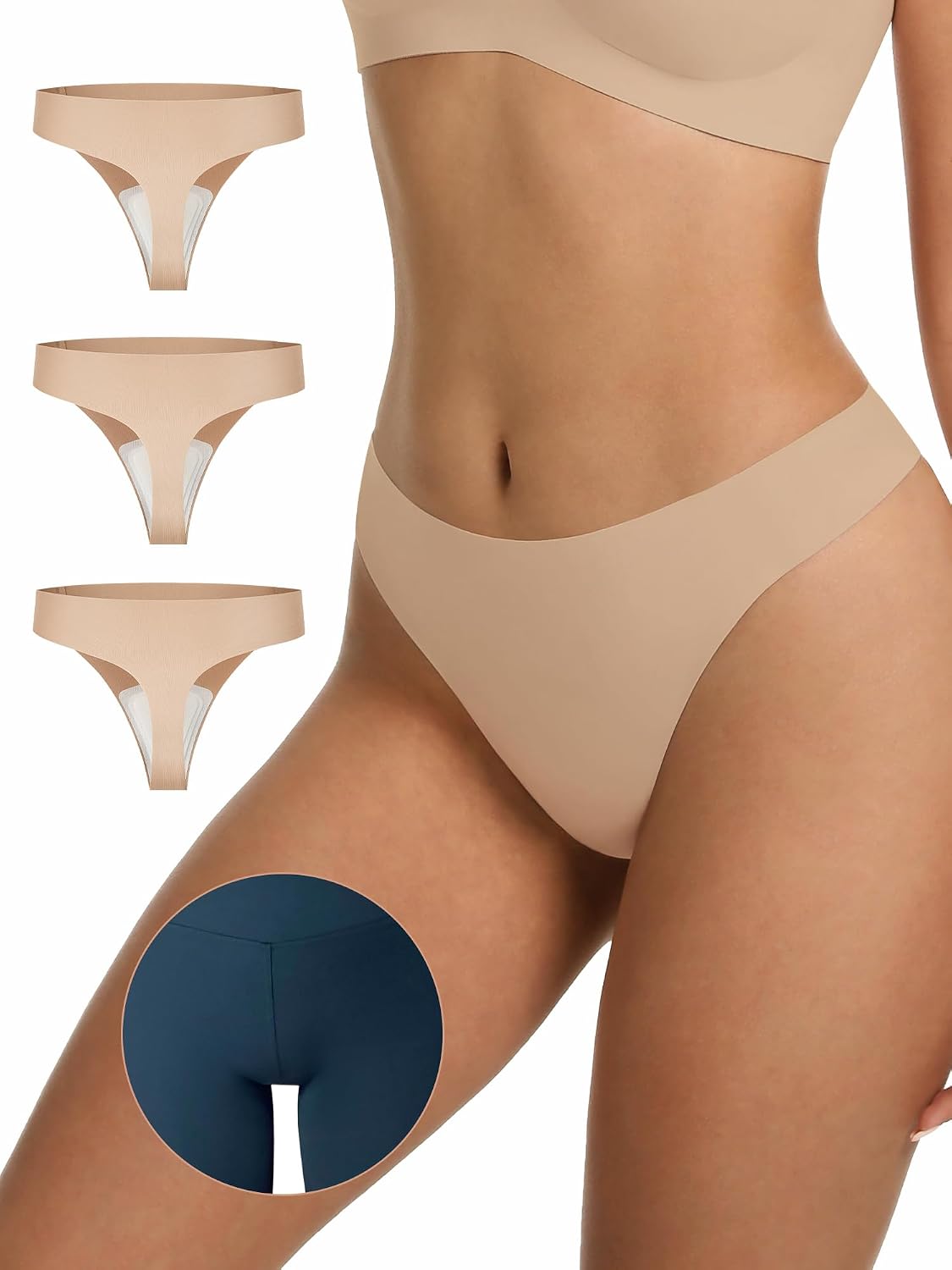 LUCKMEEY Seamless Cotton Thong for Women