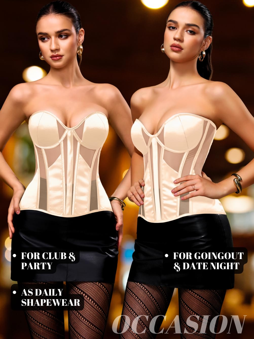 ChiaoLezhee Satin Mesh Strapless Corset Top — image 5
