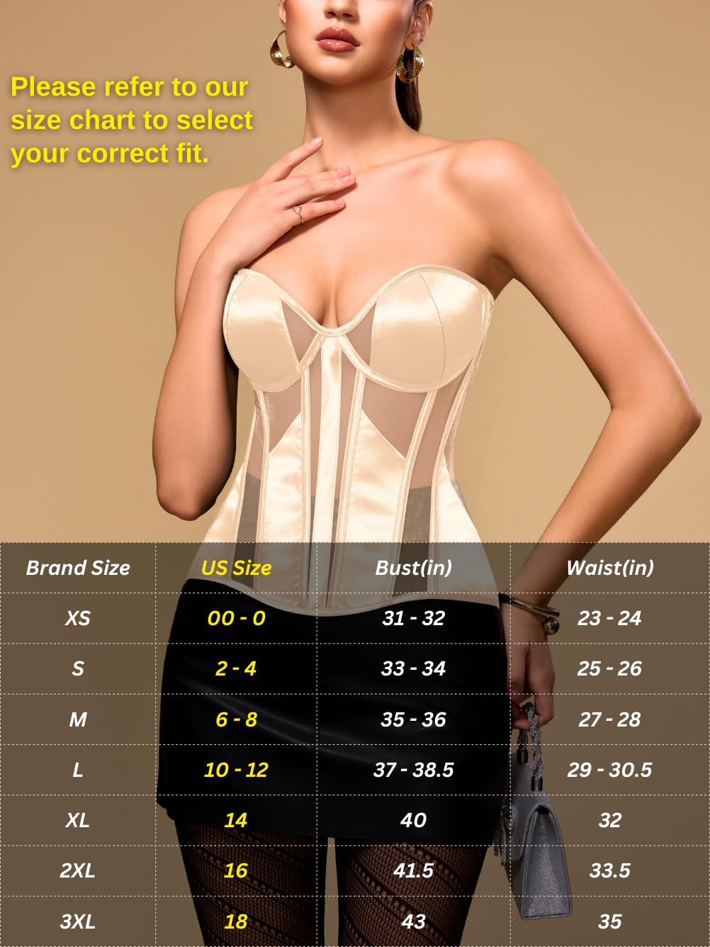 ChiaoLezhee Satin Mesh Strapless Corset Top — image 6