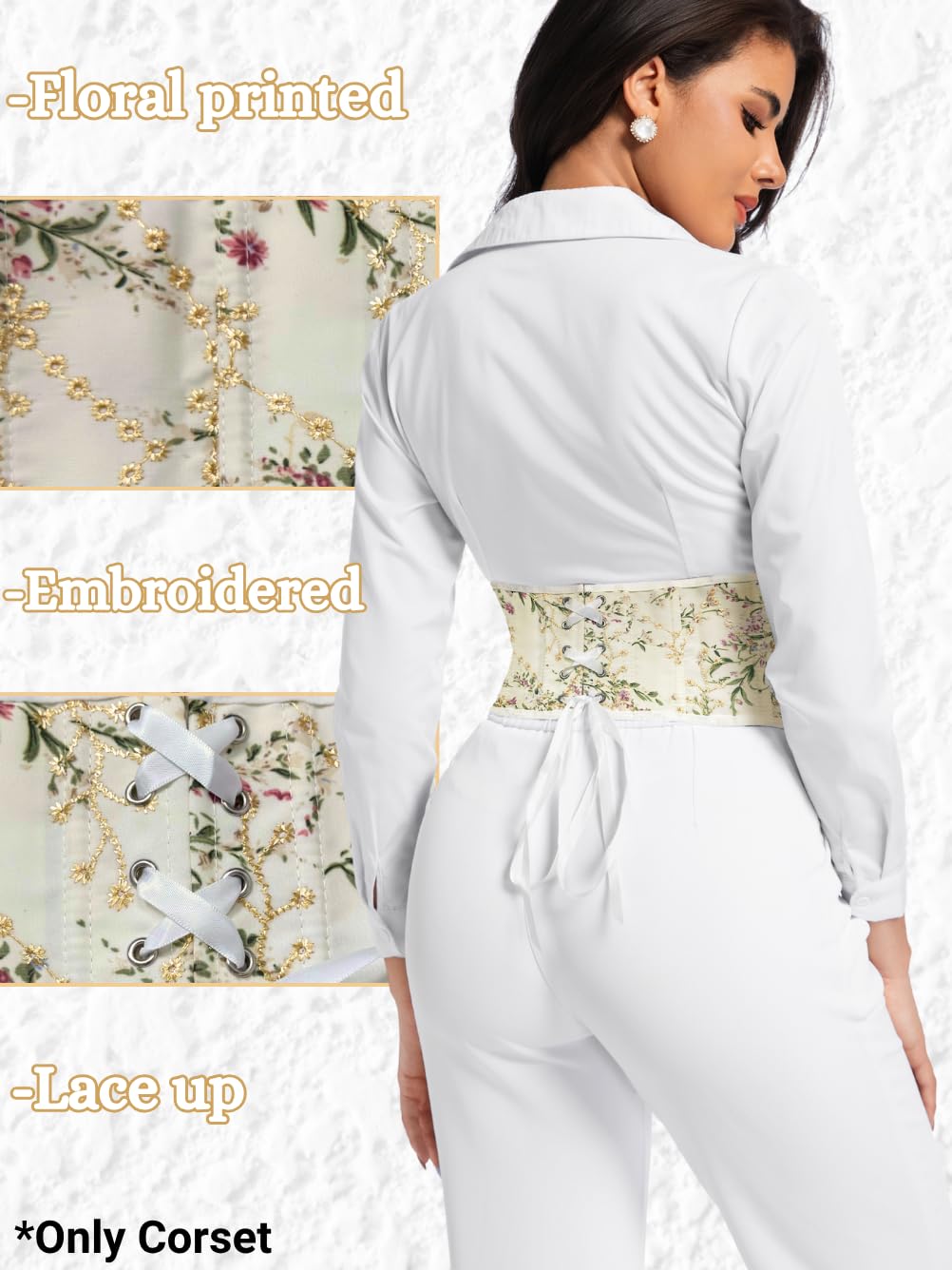 ChiaoLezhee Women's Jacquard Underbust Corset Belt — image 3