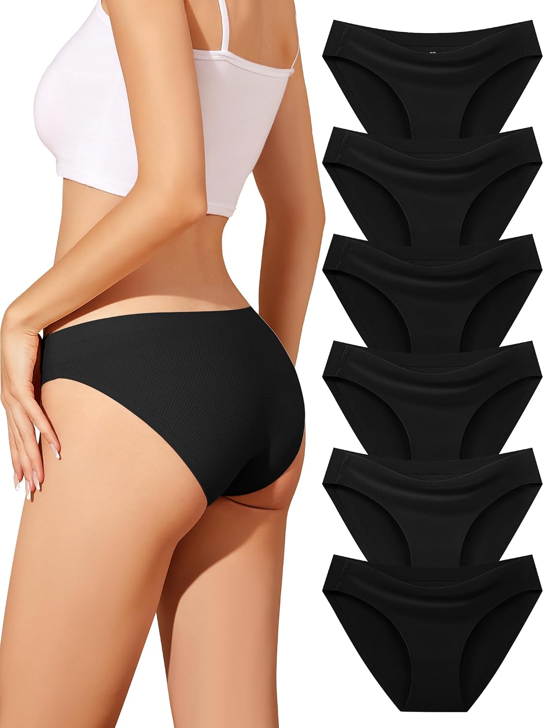 ANSUKOO Seamless Bikini Panties 6-Pack