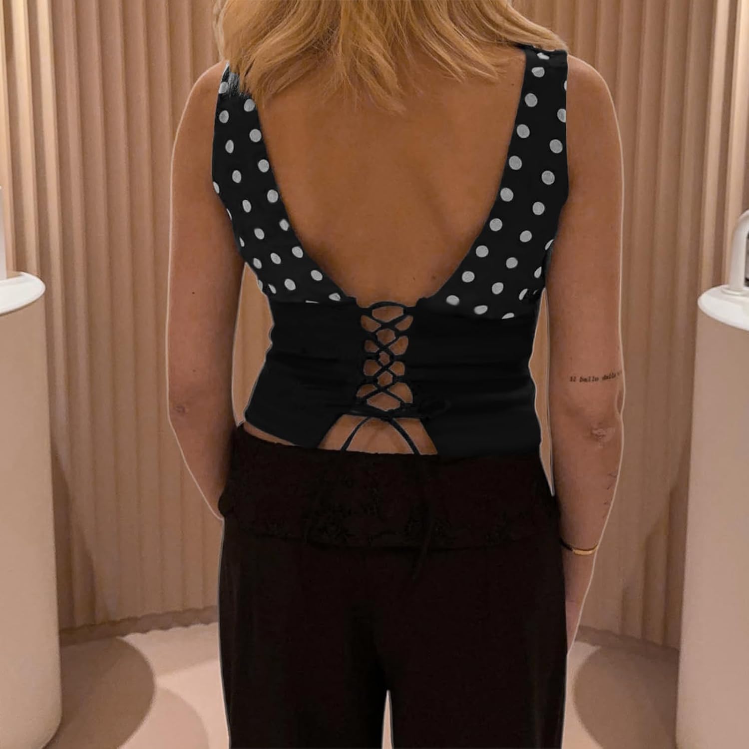 Aopwsrlyi One Shoulder Polka Dot Crop Top — image 5