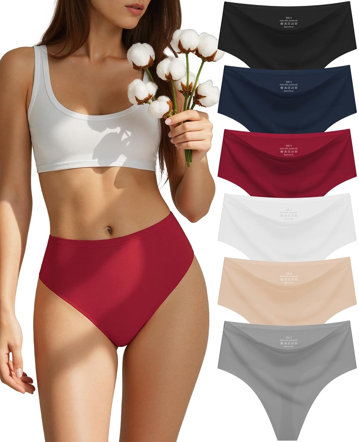 Sosusu Seamless Cotton Thong 6-Pack