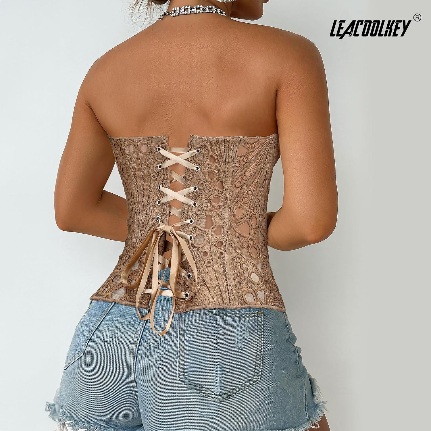LEACOOLKEY Lacework Floral Corset Top — image 5