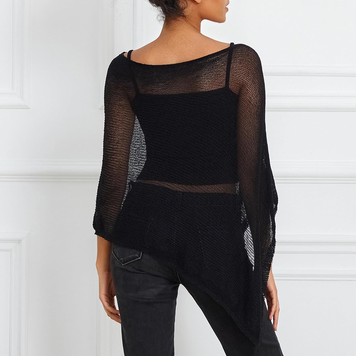 Meihuida Women's Sheer Knit Poncho Top — image 2
