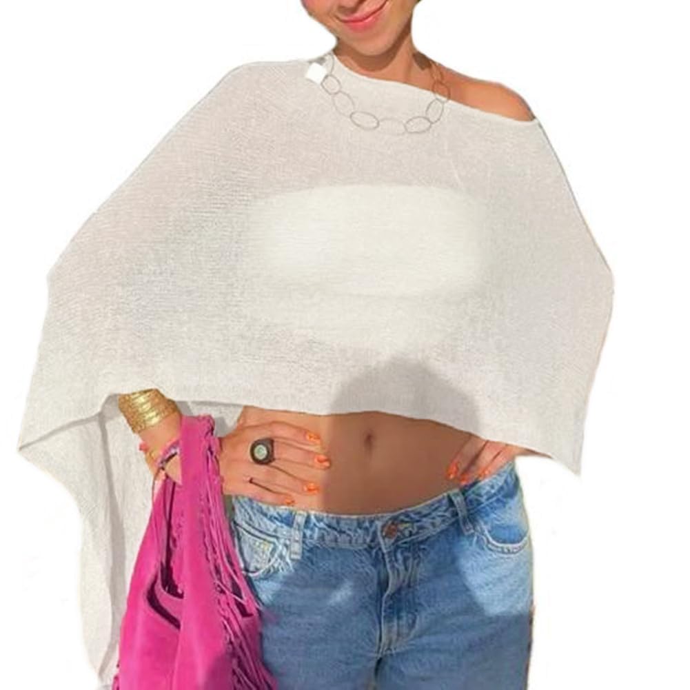 Meihuida Women's Sheer Knit Poncho Top — image 9