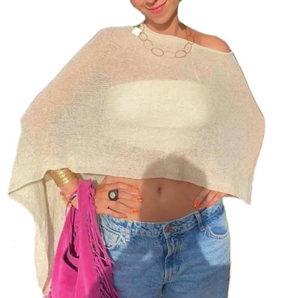 Meihuida Women's Sheer Knit Poncho Top — image 11
