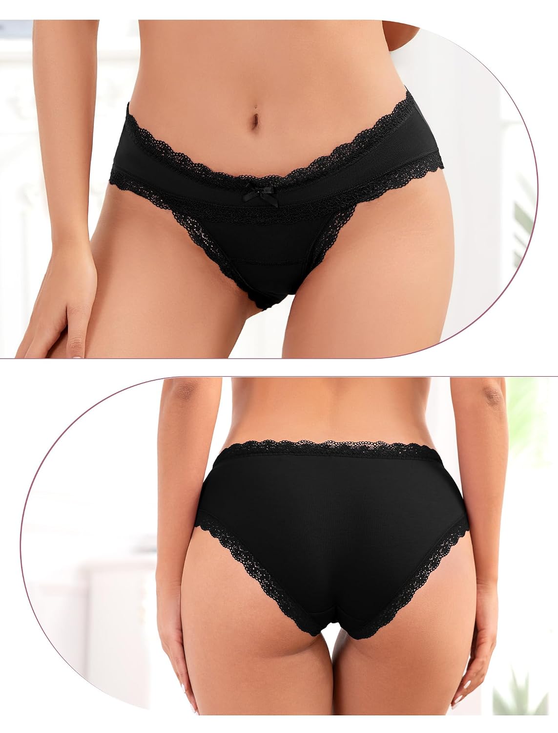 voenxe Women's Cotton Lace Hipster Panties 5-Pack — image 2