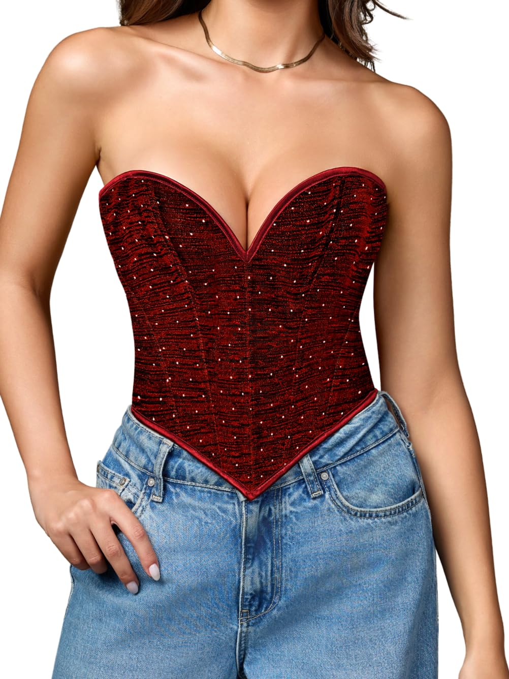 ChiaoLezhee Women's Overbust Strapless Cropped Corset