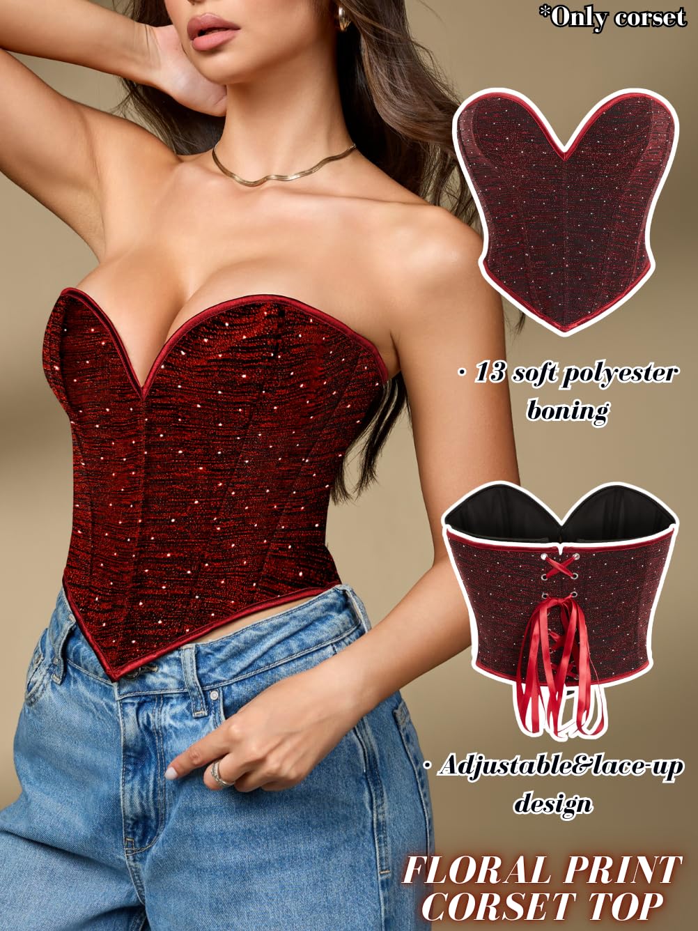 ChiaoLezhee Women's Overbust Strapless Cropped Corset — image 2