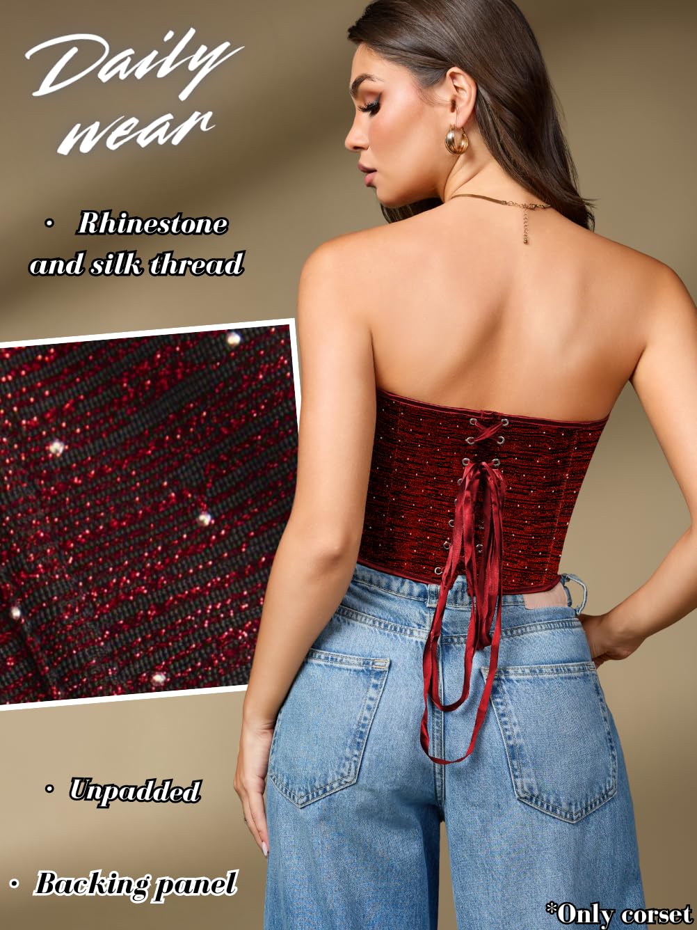 ChiaoLezhee Women's Overbust Strapless Cropped Corset — image 3