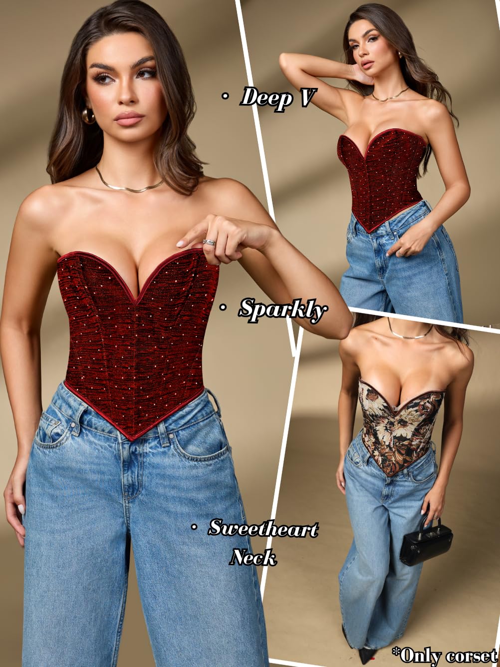 ChiaoLezhee Women's Overbust Strapless Cropped Corset — image 4