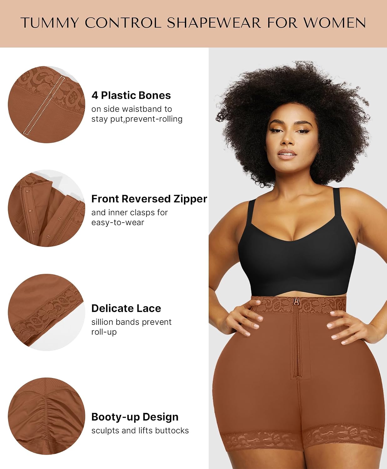 SHAPELLX Tummy Control Shapewear Shorts with Zip — image 5