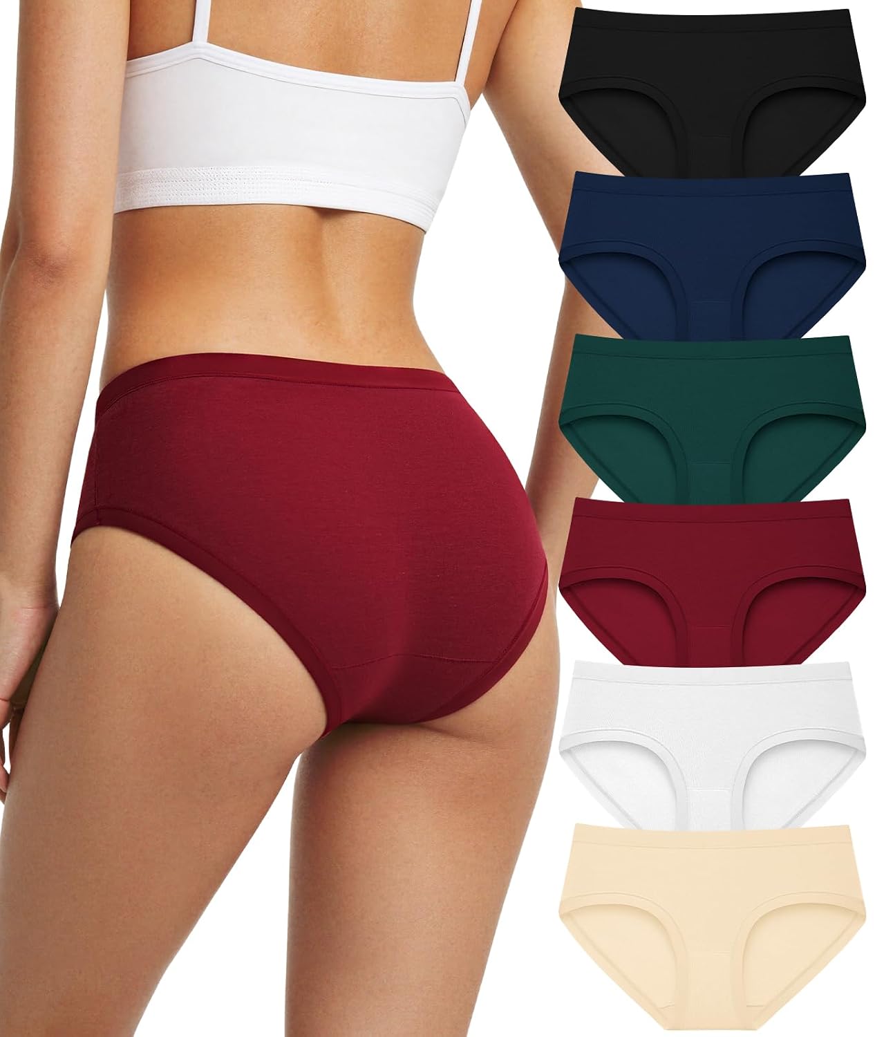 Cuweni Women's Cotton Hipster Panties 6-Pack