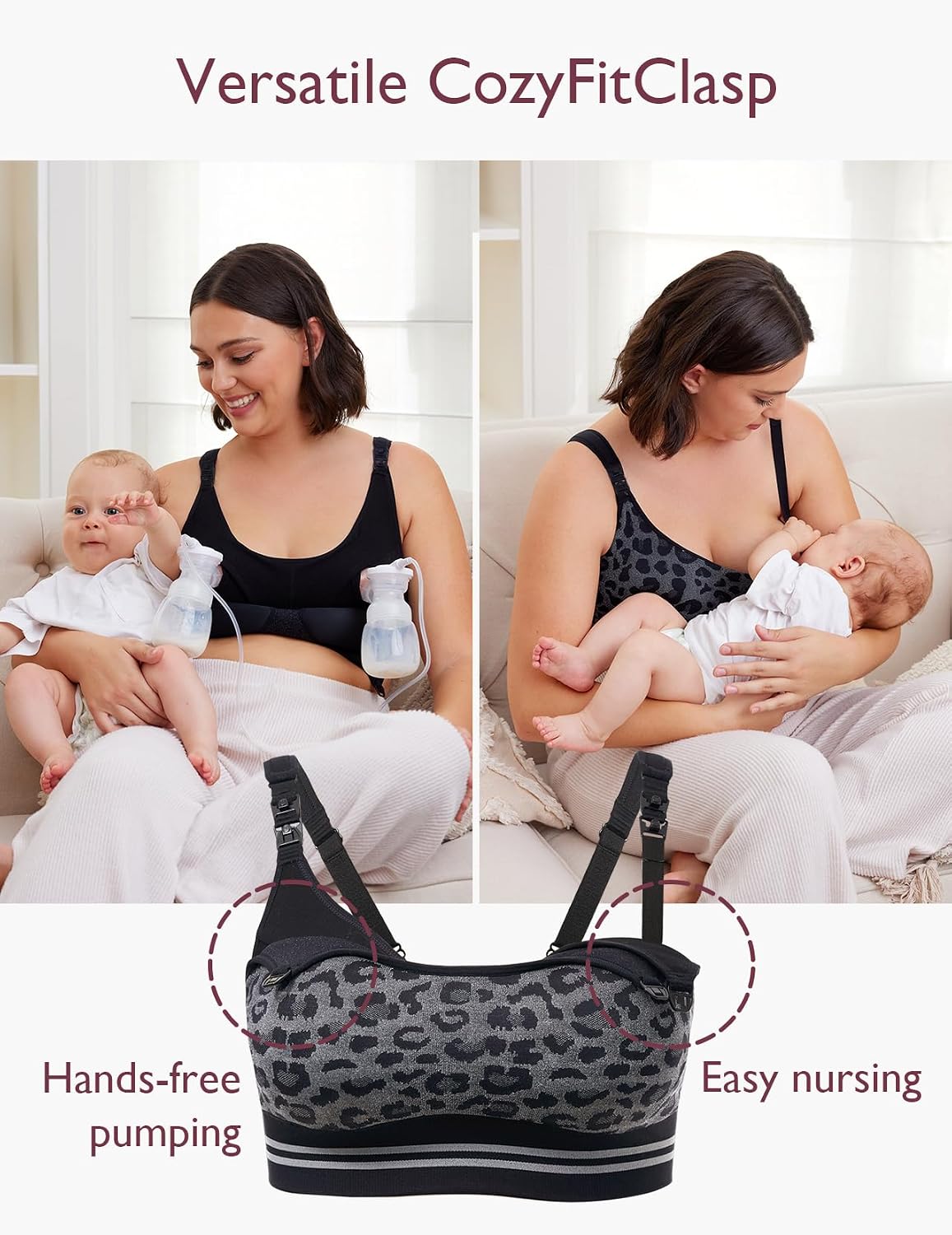 Momcozy pumping bra, stretch panel and band view