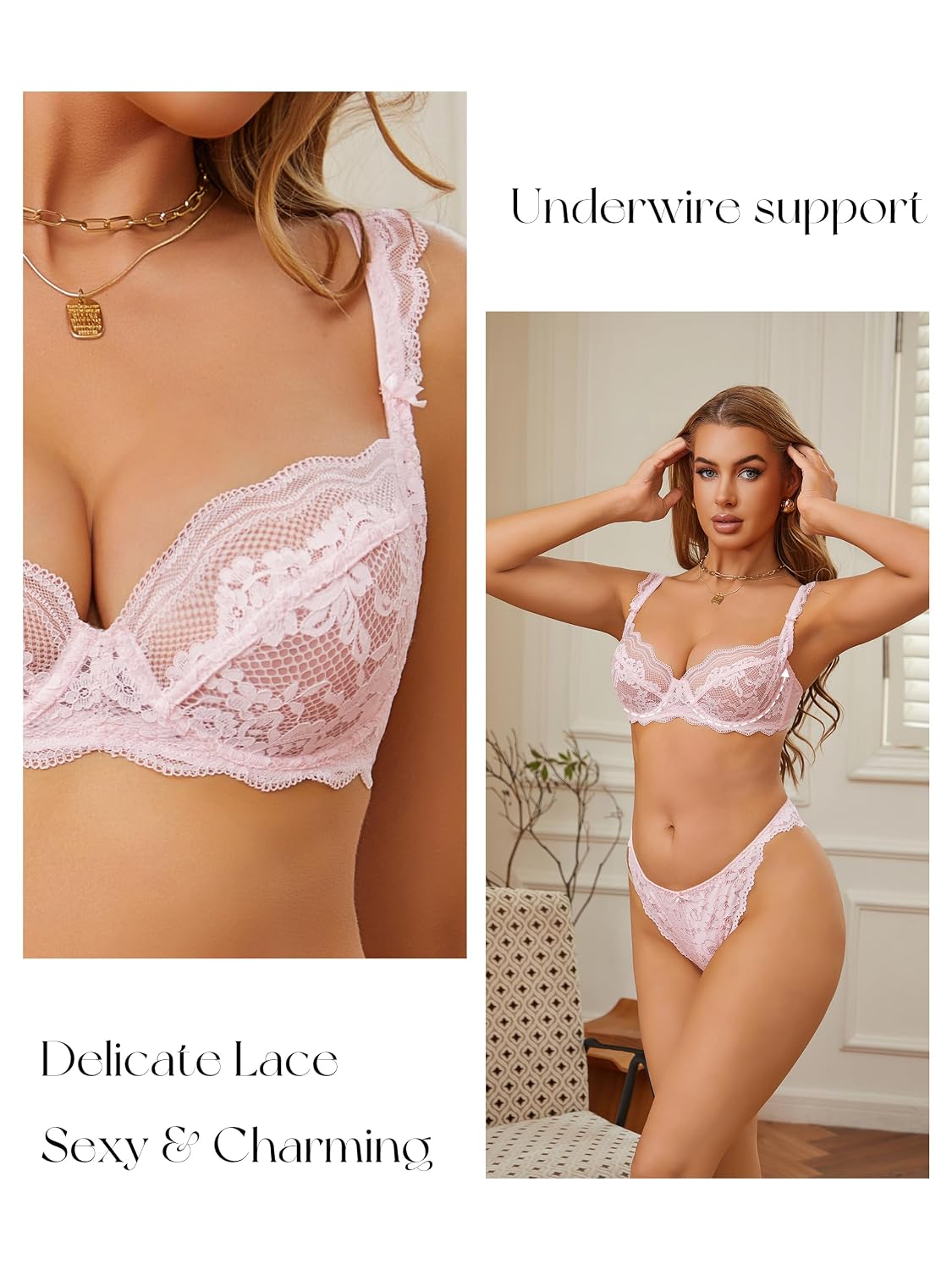 zossav Women's Floral Lace Balconette Bra — image 4