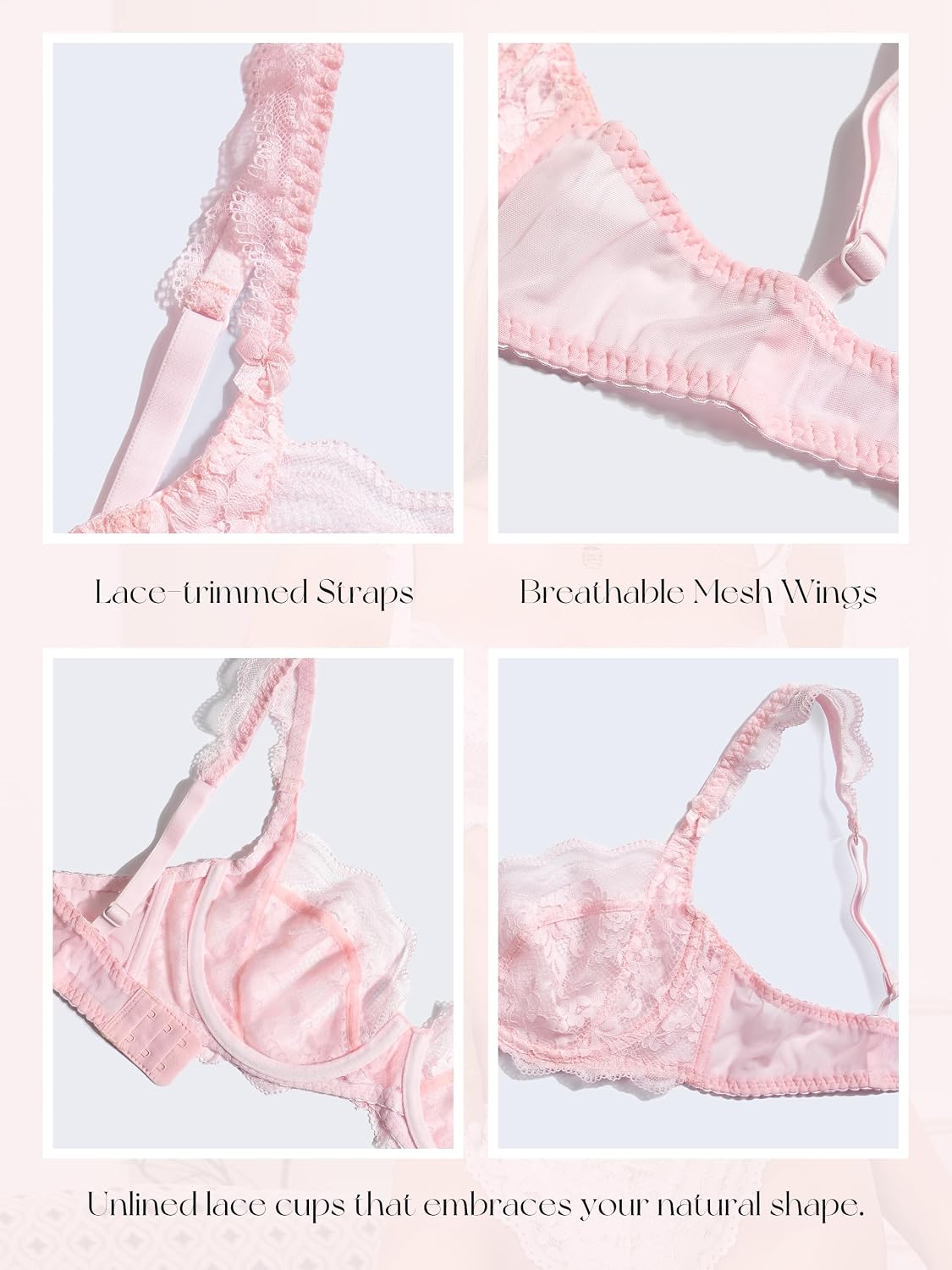 zossav Women's Floral Lace Plunge Balconette Bra — image 3