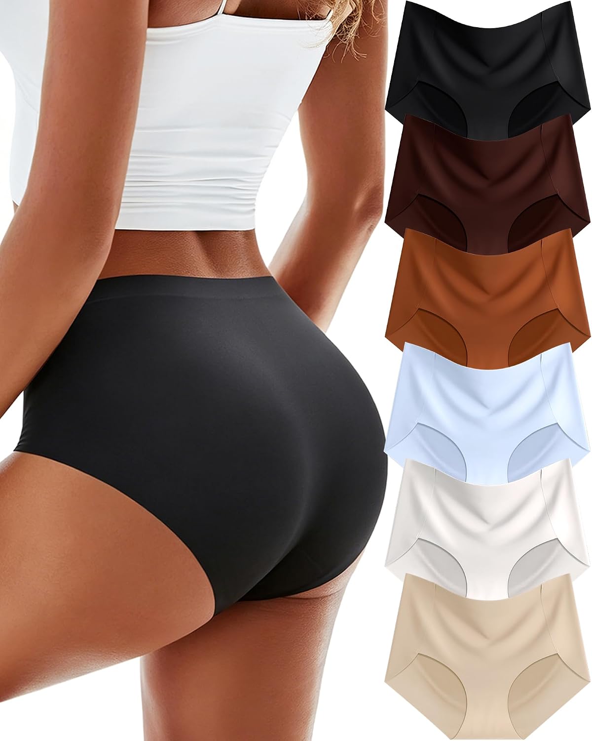 DWGVVX Seamless High Waisted Panties 6-Pack