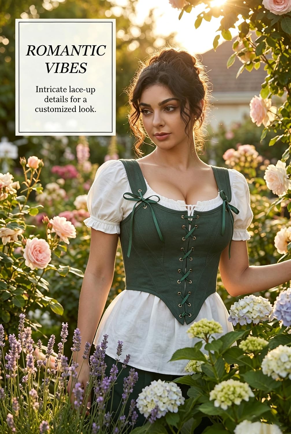 Grodress Linen Overbust Corset Top for Women — image 2
